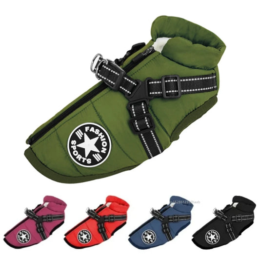 Veste d'hiver chaude pour chien avec harnais, manteau imperméable pour petit et moyen chien, Chihuahua, Bouledogue français, vêtements d'extérieur pour chien