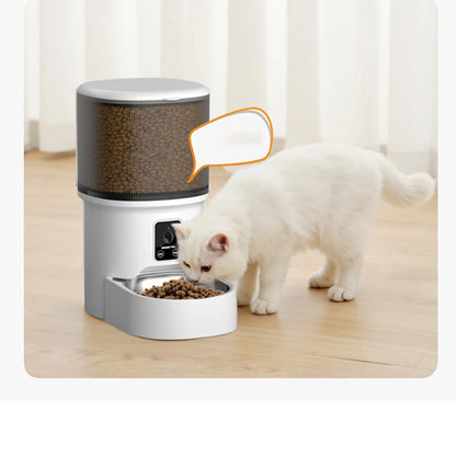 4L WIFI Button Automatic Cat Feeder Intelligent Cat and Dog Pet Feeder Smart Pet Cat Food Dispenser Pet Feeder(No 5V 1A plug)