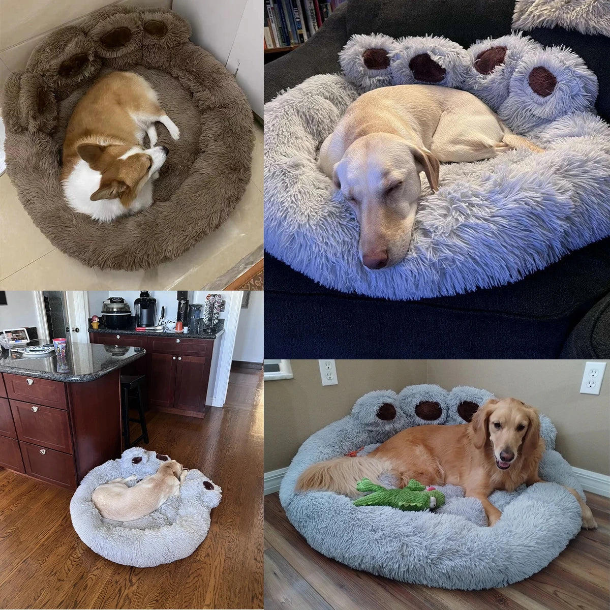 Fluffy Dog Bed Winter Plush Kennel Accessories Pet Products Large Dogs Beds Bedding Sofa Basket Small Mat Cats Big Cushion Puppy