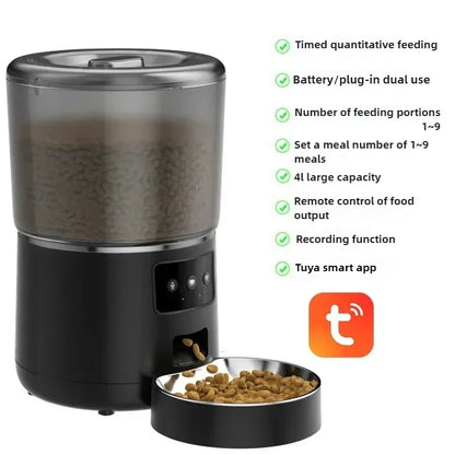 4L Automatic Smart Pet Cat Food Dispenser WiFi Cat Feeder with APP Control for Pet Dry Food Dual Power Supply For Small Dogs