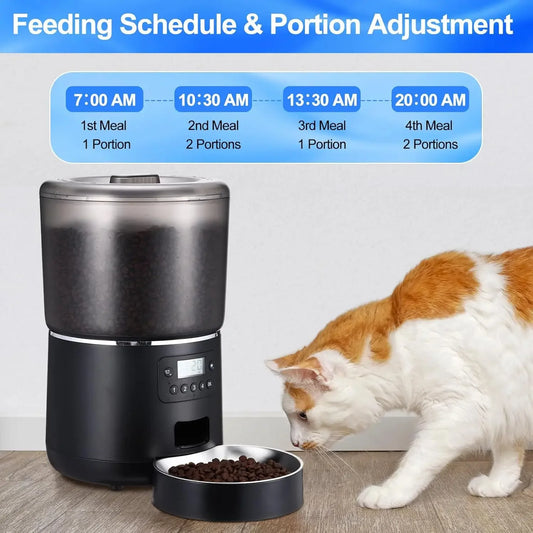 4L Automatic Smart Pet Cat Food Dispenser WiFi Cat Feeder with APP Control for Pet Dry Food Dual Power Supply For Small Dogs