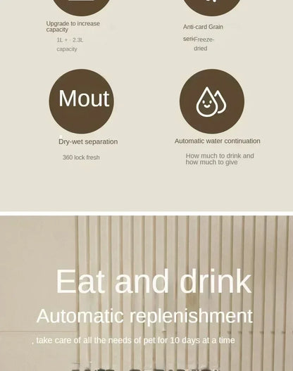 Bol distributeur automatique pour chiens et chats avec fontaine à eau, grande capacité, conteneur de stockage de nourriture pour animaux, accessoires pour chiots