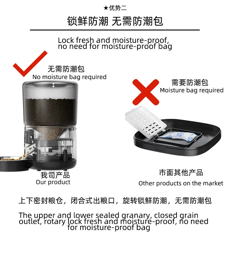 4L Automatic Smart Pet Cat Food Dispenser WiFi Cat Feeder with APP Control for Pet Dry Food Dual Power Supply For Small Dogs