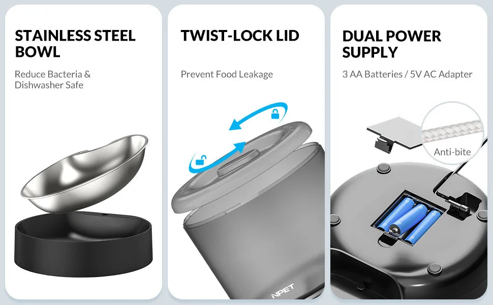 4L Automatic Smart Pet Cat Food Dispenser WiFi Cat Feeder with APP Control for Pet Dry Food Dual Power Supply For Small Dogs