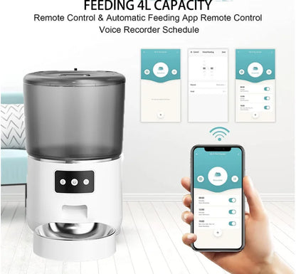 4L Automatic Smart Pet Cat Food Dispenser WiFi Cat Feeder with APP Control for Pet Dry Food Dual Power Supply For Small Dogs