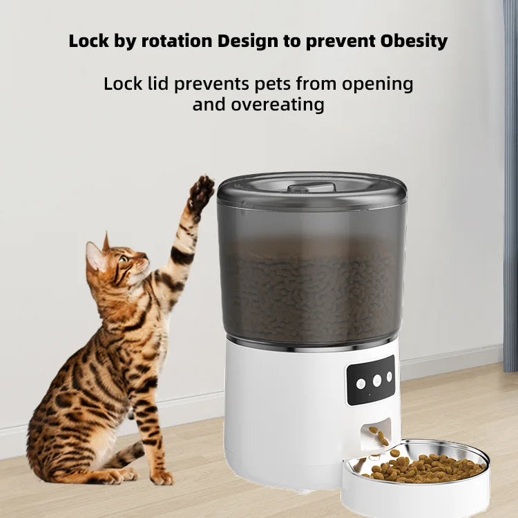 4L Automatic Smart Pet Cat Food Dispenser WiFi Cat Feeder with APP Control for Pet Dry Food Dual Power Supply For Small Dogs