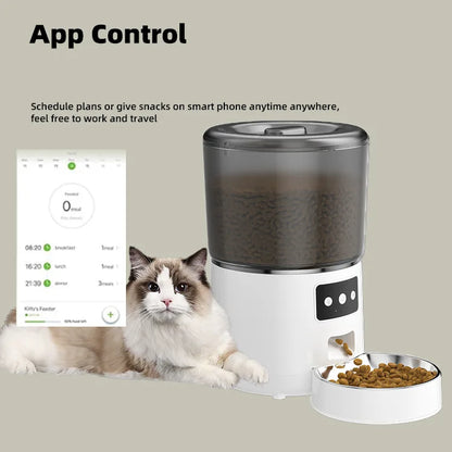 4L Automatic Smart Pet Cat Food Dispenser WiFi Cat Feeder with APP Control for Pet Dry Food Dual Power Supply For Small Dogs