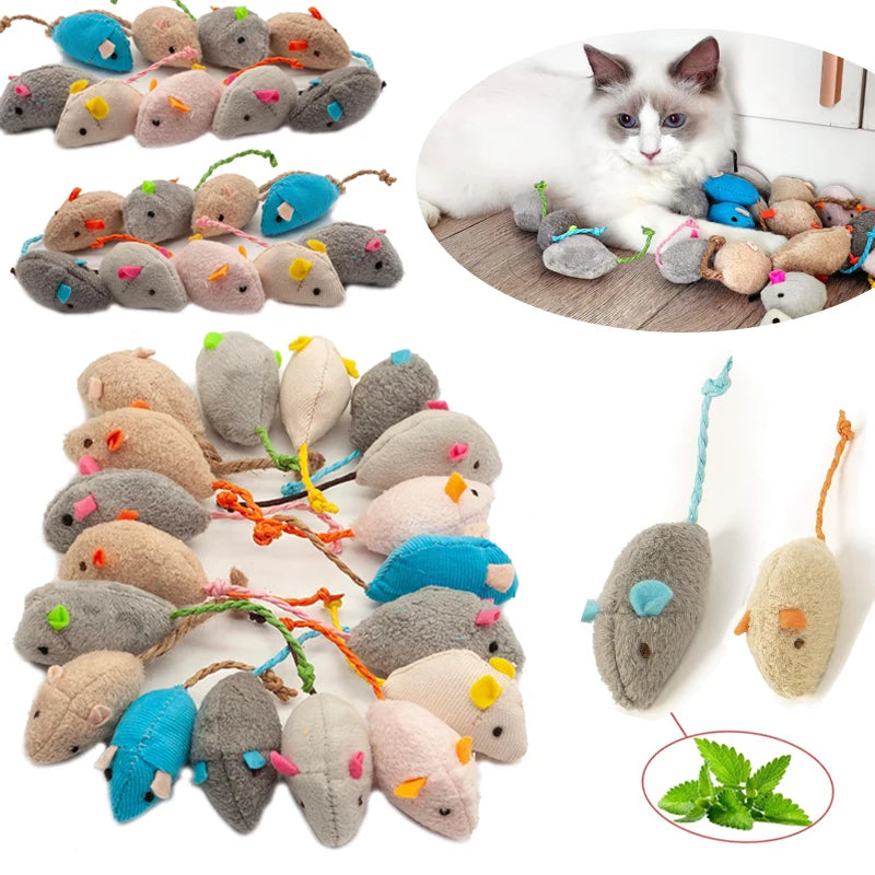 3/200 pièces Jouets Souris pour Chat avec Hochet, également pré-remplis d'herbe à chat, en fausse fourrure, jouets interactifs pour chats, jouets à l'herbe à chat pour chats d'intérieur