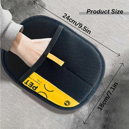 Gants anti-poils pour animaux électrostatiques pour chats et chiens, gant de toilettage réutilisable et lavable avec brosse rouleau adhésif 2-en-1 - Sans danger