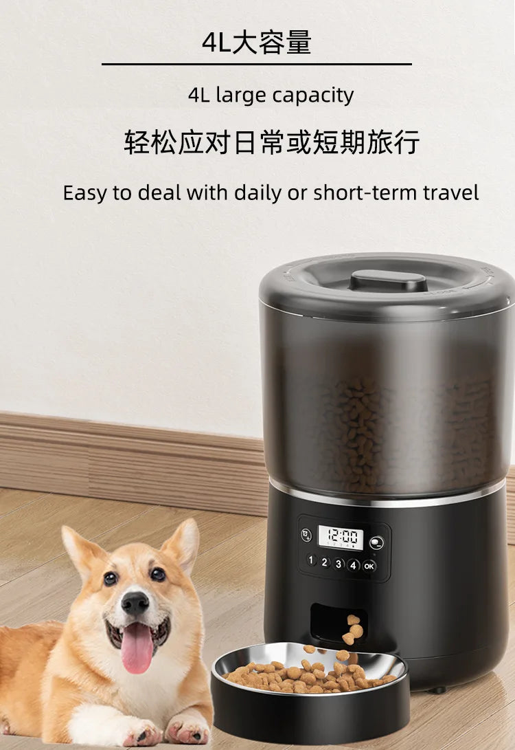 4L Automatic Smart Pet Cat Food Dispenser WiFi Cat Feeder with APP Control for Pet Dry Food Dual Power Supply For Small Dogs