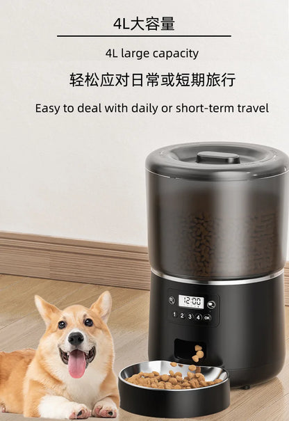 4L Automatic Smart Pet Cat Food Dispenser WiFi Cat Feeder with APP Control for Pet Dry Food Dual Power Supply For Small Dogs