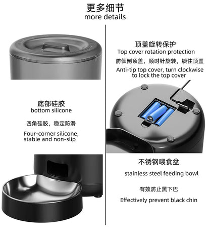 4L Automatic Smart Pet Cat Food Dispenser WiFi Cat Feeder with APP Control for Pet Dry Food Dual Power Supply For Small Dogs